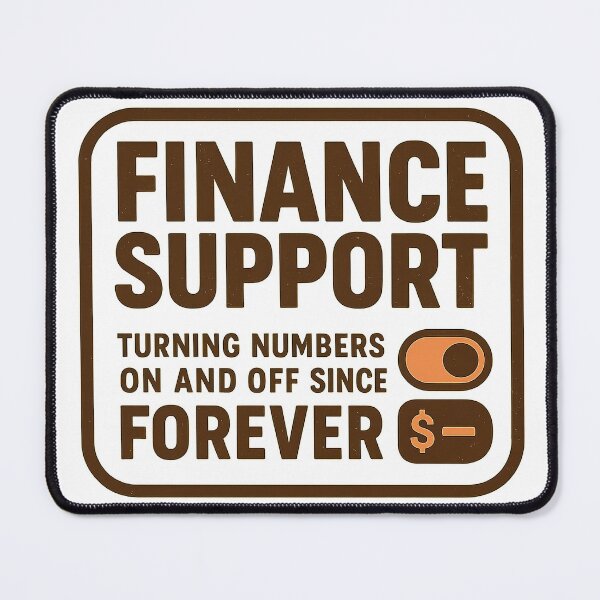 Item preview, Finance Support - Turning Numbers On and Off Since Forever (Retro Badge) designed and sold by Work Life Tees.
