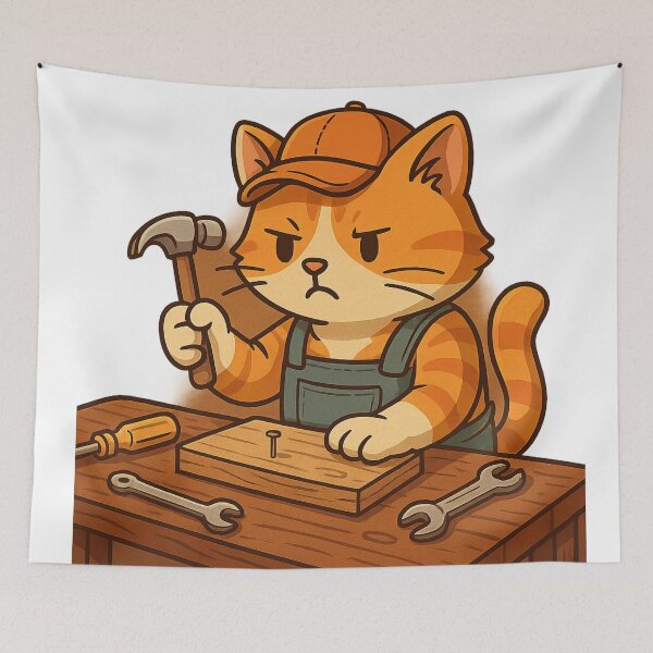 Item preview, Angry Worker Cat – Kawaii Meme Art designed and sold by kimkosovo.