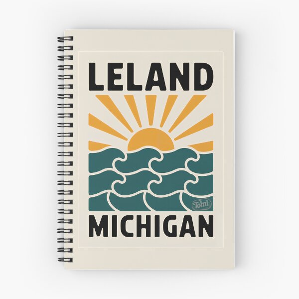 Item preview, Leland Michigan - Retro Sunset Sign designed and sold by TheOldMittenIllustrated.
