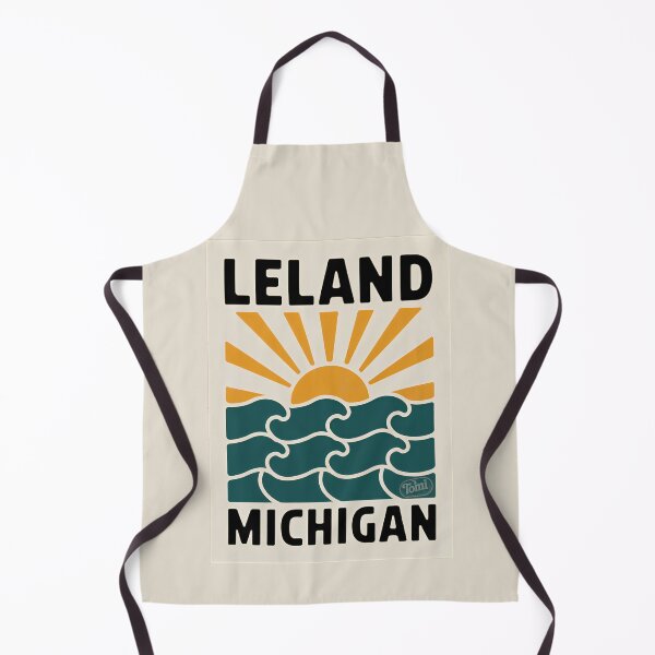 Item preview, Leland Michigan - Retro Sunset Sign designed and sold by TheOldMittenIllustrated.