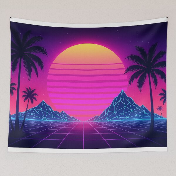 Item preview, Vaporwave Sunset Landscape – Retro Synthwave 80s Aesthetic Art designed and sold by WerkstattWitz.