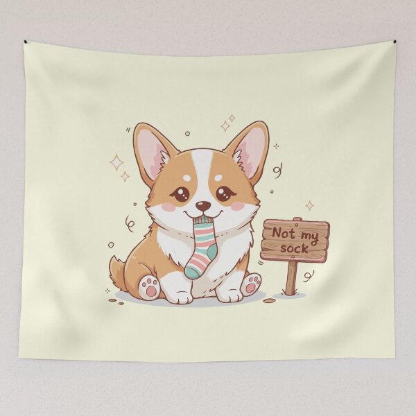 Item preview, Cute Dog Lying Challenge – Corgi “Not My Sock” Funny Cute Dog Challenge designed and sold by The Real Life Symphony.