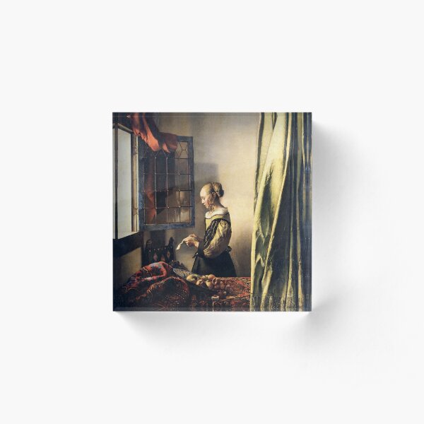 HD Girl Reading a Letter by an Open Window, by Johannes Vermeer HIGH DEFINITION Acrylic Block
