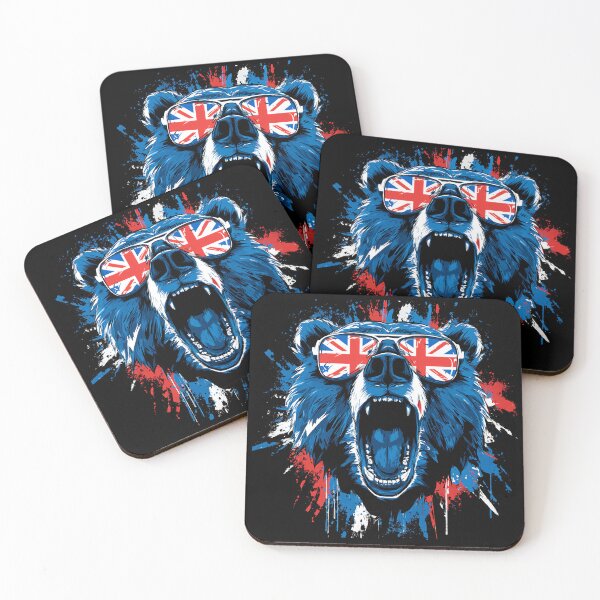 Item preview, Blue Army Bear Graphic with Sunglasses and UK Flag – Streetwear British Football Fan Style designed and sold by BeeFreeStudio.