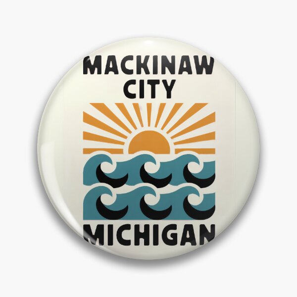Item preview, Mackinaw City Michigan - Retro Sunset Sign designed and sold by TheOldMittenIllustrated.