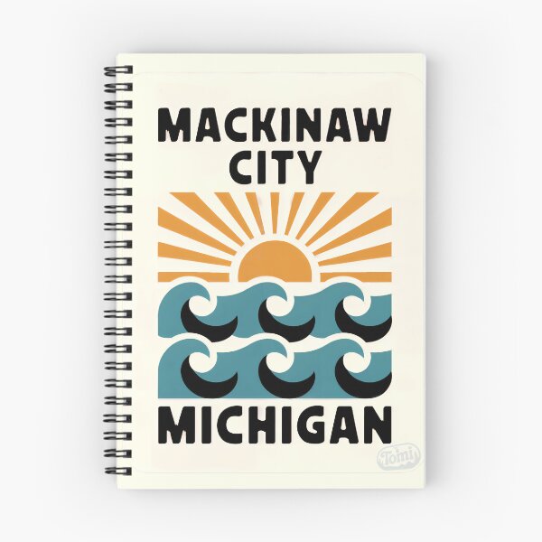 Item preview, Mackinaw City Michigan - Retro Sunset Sign designed and sold by TheOldMittenIllustrated.