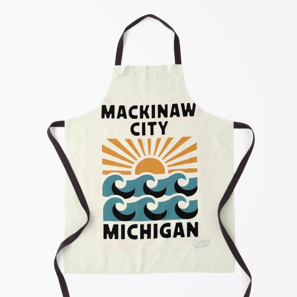 Item preview, Mackinaw City Michigan - Retro Sunset Sign designed and sold by TheOldMittenIllustrated.