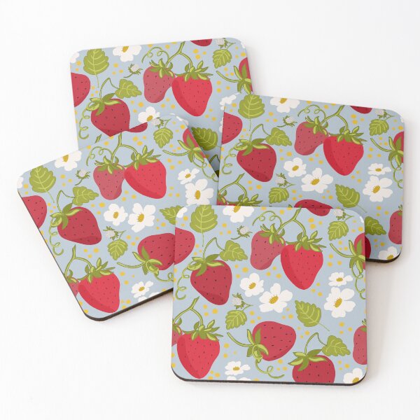 Item preview, Summer Strawberry Pattern - light blue background designed and sold by Willow & Grace Designs.