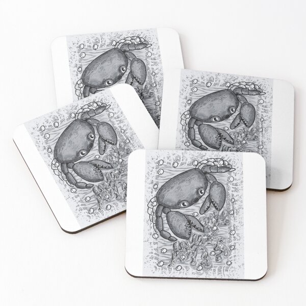 Item preview, Monochrome crab hand drawn ocean coastal designed and sold by MeadowsAndInk.