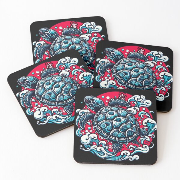 Item preview, Japanese Sea Turtle Ocean Waves Art designed and sold by BigBlueArt.