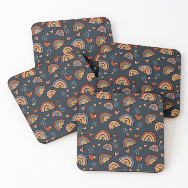 Item preview, Rainbows, Hearts and Shooting Stars - navy  designed and sold by Willow & Grace Designs.
