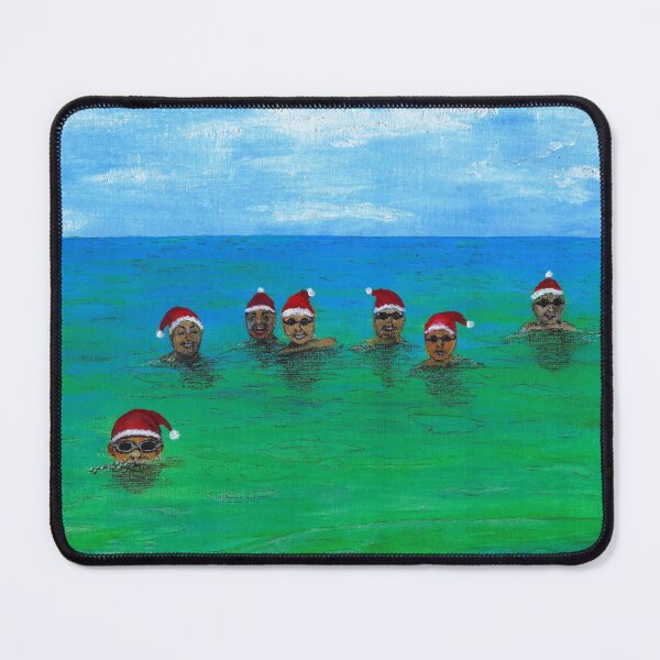 Item preview, Wild Swimming Christmas Art – Santa Hat Water Sports Design designed and sold by Breezy Cove Art.