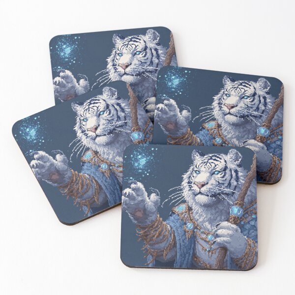 Artikelvorschau, Weißer Tiger-Zauberer Pixel-Art entworfen und verkauft von Kaos-Bit.