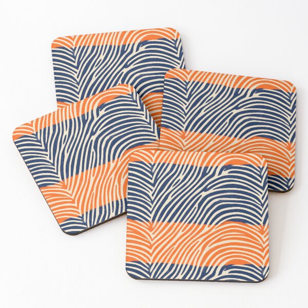 Item preview, Retro Wave Rhythm Zebra Aesthetic in Orange, Navy & Cream – Sunset Syncopation designed and sold by The Print Parlor.