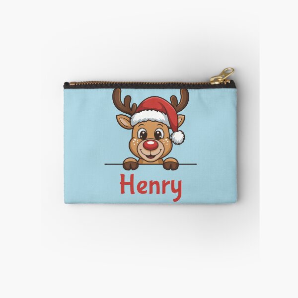 Item preview, Henry Cute Christmas Reindeer Graphic with Santa Hat | Personalized Holiday Gift Idea designed and sold by 89BLACK.
