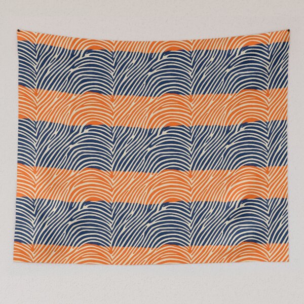 Item preview, Retro Wave Rhythm Zebra Aesthetic in Orange, Navy & Cream – Sunset Syncopation designed and sold by The Print Parlor.
