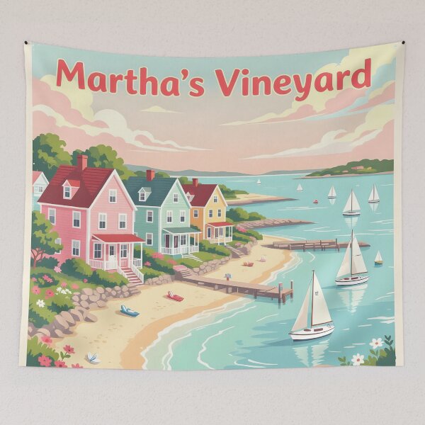 Item preview, Martha’s Vineyard, Massachusetts: Vintage-Style Painterly Travel Poster designed and sold by LSVart.
