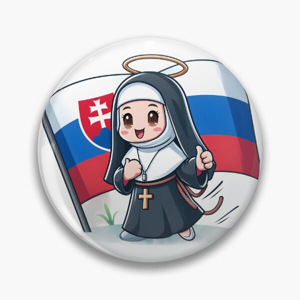Item preview, Cute Cartoon Nun with Slovak Flag - Adorable Cultural Art. designed and sold by The-T-In-Retro.