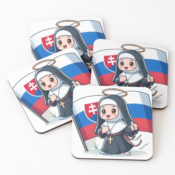 Item preview, Cute Cartoon Nun with Slovak Flag - Adorable Cultural Art. designed and sold by The-T-In-Retro.