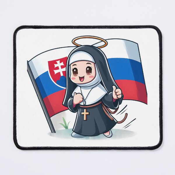 Item preview, Cute Cartoon Nun with Slovak Flag - Adorable Cultural Art. designed and sold by The-T-In-Retro.
