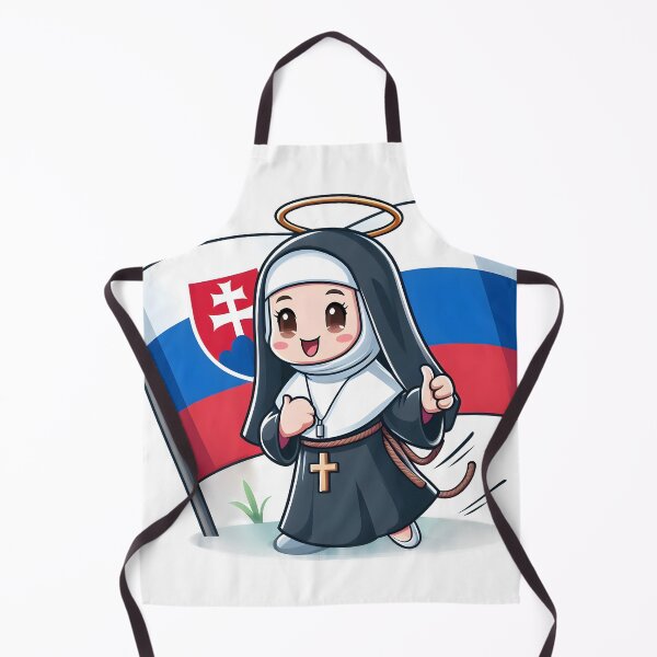 Item preview, Cute Cartoon Nun with Slovak Flag - Adorable Cultural Art. designed and sold by The-T-In-Retro.