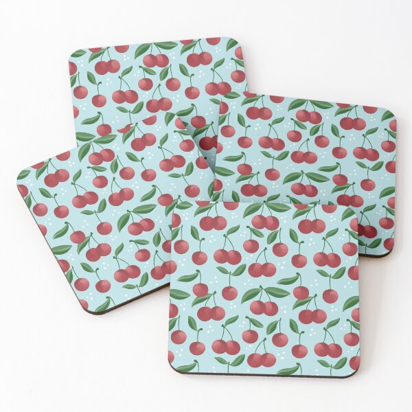 Item preview, Cherries! - light blue designed and sold by Willow & Grace Designs.