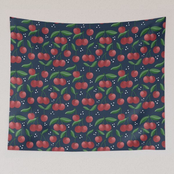 Item preview, Cherries! Navy designed and sold by Willow & Grace Designs.