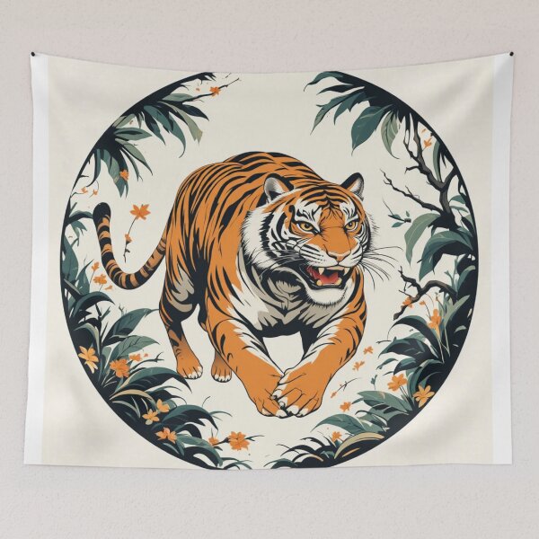 Item preview, Tiger Running In Jungle  designed and sold by Horse Designs .