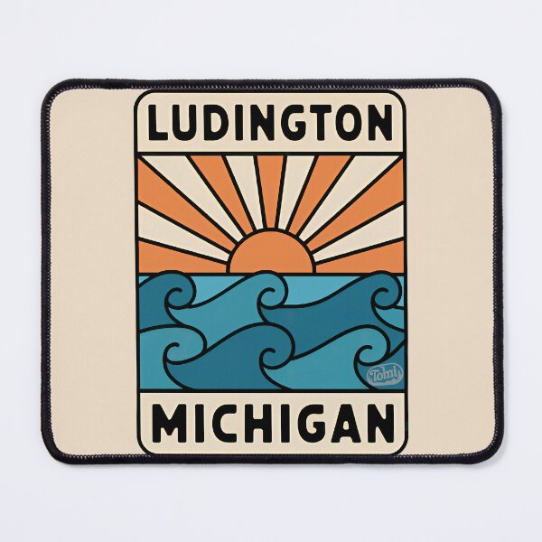 Item preview, Ludington Michigan - Retro Sunset Sign designed and sold by TheOldMittenIllustrated.