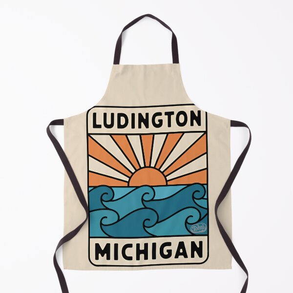 Item preview, Ludington Michigan - Retro Sunset Sign designed and sold by TheOldMittenIllustrated.
