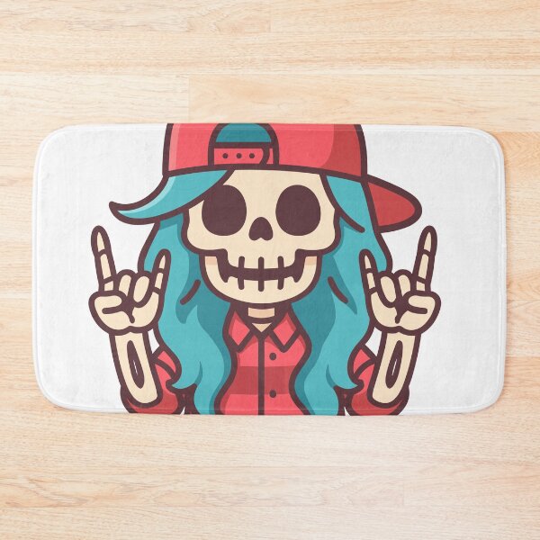 Item preview, Cute Retro Rocker Skeleton – Cartoon Skull With Peace Sign & Snapback Hat designed and sold by tatajef14.