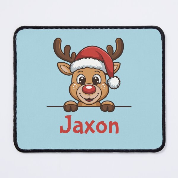 Item preview, Jaxon Cute Christmas Reindeer Graphic with Santa Hat | Personalized Holiday Gift Idea designed and sold by 89BLACK.