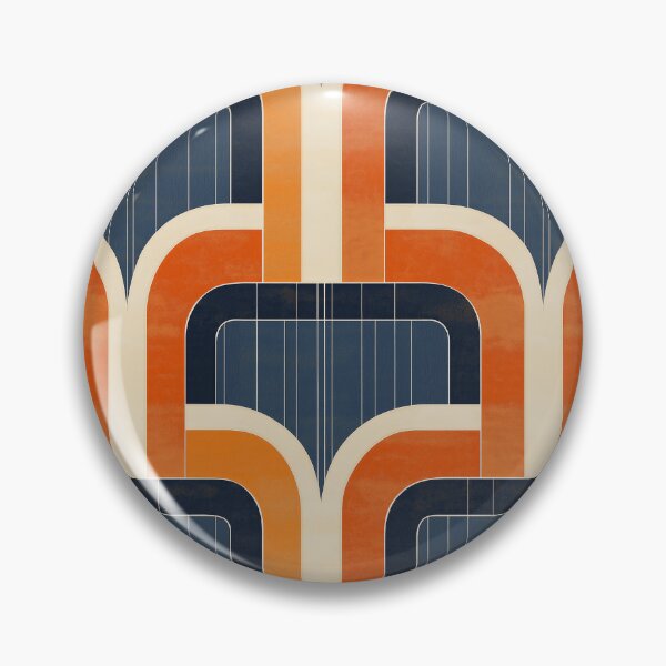 Artikelvorschau, 1960s Inspired Groovy Arches in Orange, Navy & Cream – Vintage Vibe Chic entworfen und verkauft von The Print Parlor.