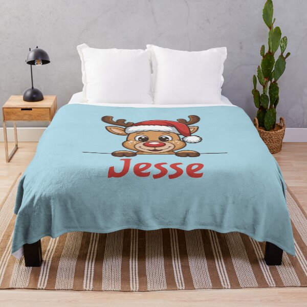 Artikelvorschau, Niedliche Weihnachtsrentier-Grafik von Jesse mit Weihnachtsmannmütze | Personalisierte Geschenkidee für Weihnachten entworfen und verkauft von 89BLACK.