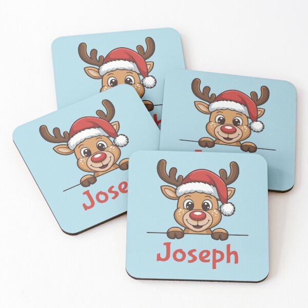 Artikelvorschau, Niedliche Weihnachtsrentier-Grafik mit Weihnachtsmannmütze von Joseph | Personalisierte Geschenkidee für Weihnachten entworfen und verkauft von 89BLACK.