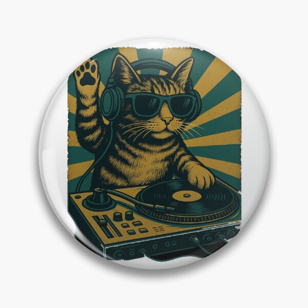 Item preview, DJ Cat Vintage Design – Cool Retro Music Kitty designed and sold by AvanasShop.
