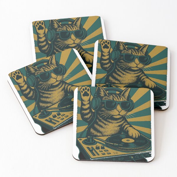 Item preview, DJ Cat Vintage Design – Cool Retro Music Kitty designed and sold by AvanasShop.