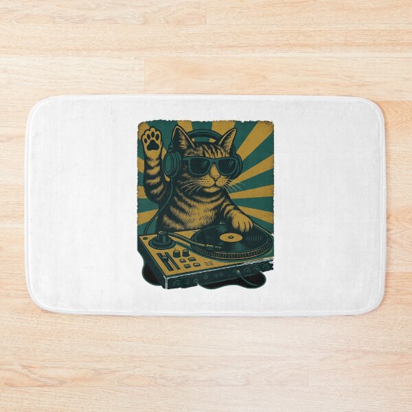 Item preview, DJ Cat Vintage Design – Cool Retro Music Kitty designed and sold by AvanasShop.