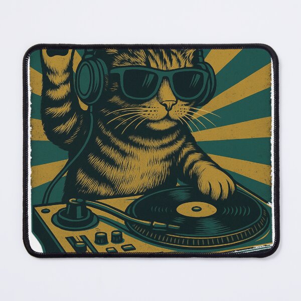 Item preview, DJ Cat Vintage Design – Cool Retro Music Kitty designed and sold by AvanasShop.