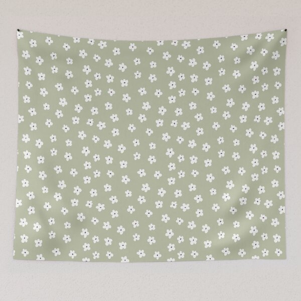 Item preview, Dainty White Floral sage green designed and sold by Willow & Grace Designs.