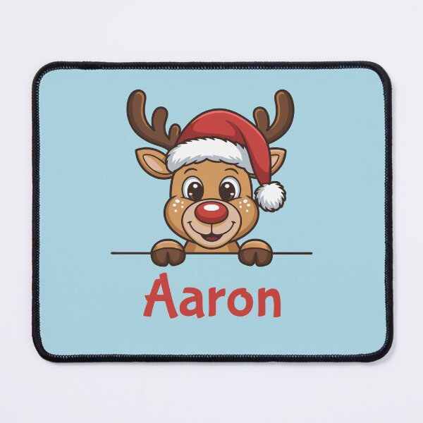 Item preview, Aaron Cute Christmas Reindeer Graphic with Santa Hat | Personalized Holiday Gift Idea designed and sold by 89BLACK.