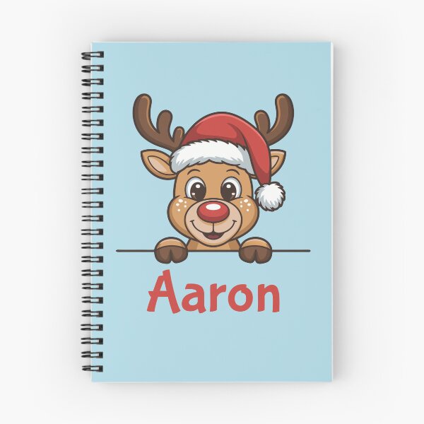 Item preview, Aaron Cute Christmas Reindeer Graphic with Santa Hat | Personalized Holiday Gift Idea designed and sold by 89BLACK.