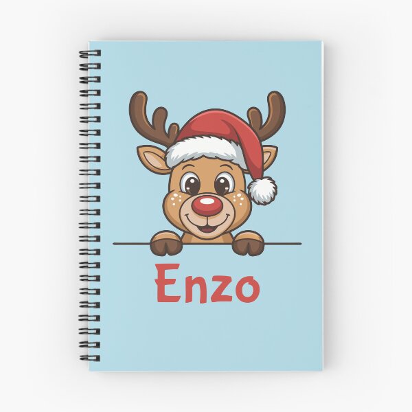 Item preview, Enzo Cute Christmas Reindeer Graphic with Santa Hat | Personalized Holiday Gift Idea designed and sold by 89BLACK.