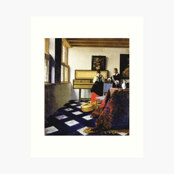 Aperçu de l'œuvre HD The Music Lesson, par Johannes Vermeer créée et vendue par MINDTHECHERRY.