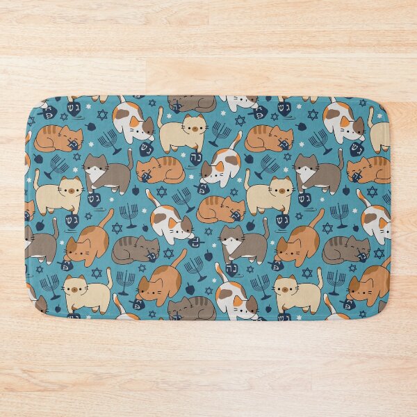 Item preview, Hanukkah Dreidel Cats [color: aqua blue] designed and sold by Becca Alessi.