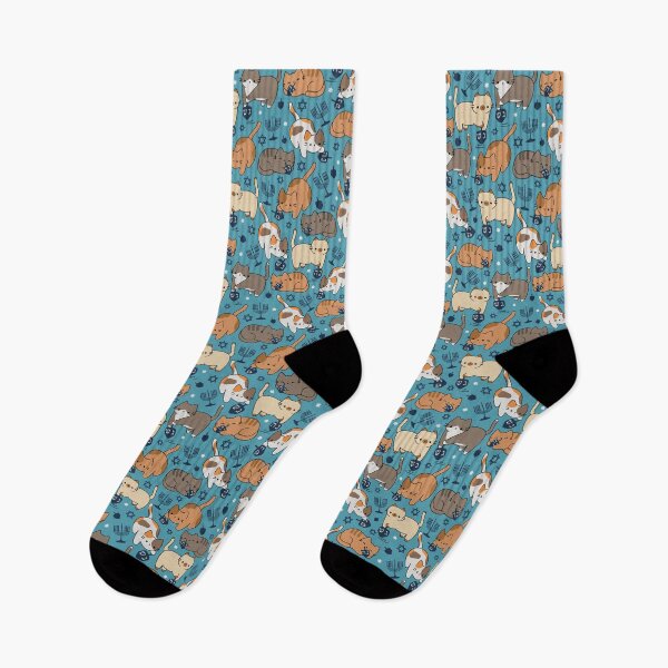 Item preview, Hanukkah Dreidel Cats [color: aqua blue] designed and sold by Becca Alessi.
