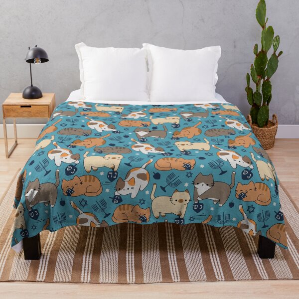 Item preview, Hanukkah Dreidel Cats [color: aqua blue] designed and sold by Becca Alessi.
