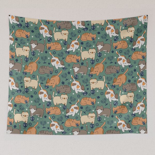 Item preview, Copy of Hanukkah Dreidel Cats [color: basil] designed and sold by Becca Alessi.