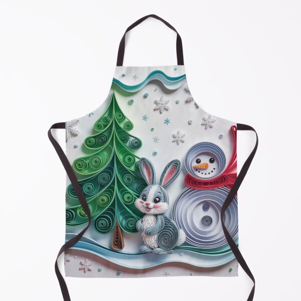 Item preview, Bunny and snowman by the Christmas tree,quilling style. designed and sold by elegantpaterns.