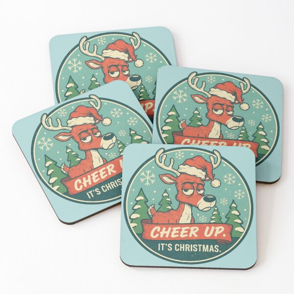 Item preview, Cheer Up It's Christmas - Funny Grumpy Reindeer Sarcastic Vintage. designed and sold by jheinart.